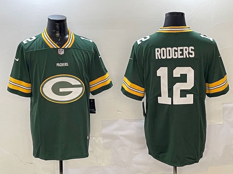 Men Green Bay Packers #12 Rodgers Green Nike Team Logo 2025 NFL Jersey style 1->green bay packers->NFL Jersey